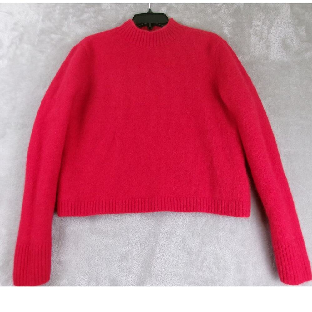 Le' AL.X Red Fuzzy Mohair Blend Cropped Mock Neck Sweater Size M